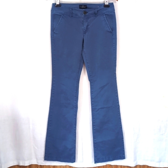 American Eagle Slate Blue Kick Boot Trouser Pant Size 4 Long - Picture 1 of 6